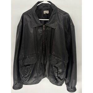 Vintage 80s  King Size Collard Leather Aviator‎ Jacket Genuine Flight Men 2XL